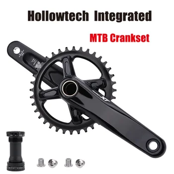 Интегрированные шатуны Hollowtech из Алюминиевого Сплава Mtb Monoplate Cranks с кольцом цепи 32T-38T для Скоростного горного Велосипеда 9/10/11/12 Изображение