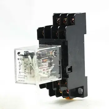 Катушка переменного тока 100 В 3PDT 11 Контактов Электромагнитное силовое реле 5A 250VAC/28VDC с Базой Бесплатная доставка Изображение