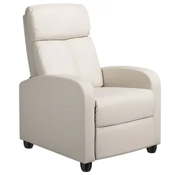 Кожаное кресло-качалка кремового цвета Изображение