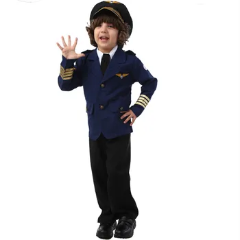 костюмы капитана-пилота для мальчиков, костюмы на Хэллоуин для мальчиков, одежда для косплея на Хэллоуин, униформа, костюм Изображение