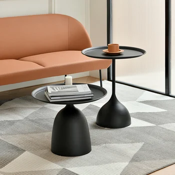Круглый кофейный столик в скандинавском Стиле, Современный минималистичный железный диван во французском стиле, Приставной письменный стол, мебель для гостиной Ins Изображение