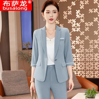 Маленький пиджак, Женская весенне-осенняя новинка 2023 года, высококачественная деловая одежда, Элегантный деловой костюм, Комбинезон Изображение