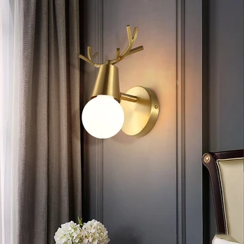 Медный Роскошный настенный светильник для гостиной, светодиодный светильник, Современные лампы для спальни, внутреннее освещение, Домашний декор, Подходящий Подарок Изображение