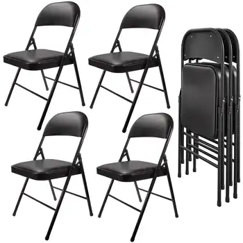 Металлические складные стулья с мягким сиденьем Inolait, 4 упаковки, черный Изображение