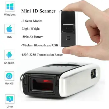 Мини Сканер штрих-кода 1D 2.4G Беспроводной сканер штрих-кода для Android IOS Windows Bluetooth сканер Лазерный считыватель Изображение