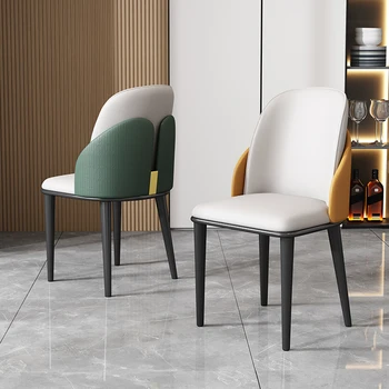 Минималистичный обеденный стул в скандинавском Стиле, Металлический Кофейный Эргономичный стул, Современные шезлонги для отдыха, Мебель для гостиной Изображение