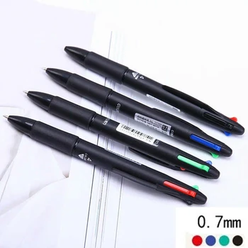 Многоцветная ручка Fine Point 4 в 1, красочные выдвижные ручки для студентов, Школьная многофункциональная шариковая ручка, Офисные канцелярские принадлежности Изображение