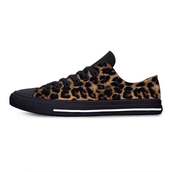 Модная повседневная тканевая обувь с леопардовым принтом в виде животного Пантеры, Низкие удобные дышащие мужские и женские кроссовки с 3D принтом Изображение
