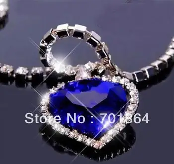 Модные украшения Романтическое темно-синее ожерелье с подвеской в форме сердца The Titanic Fashion Jewelry Изображение