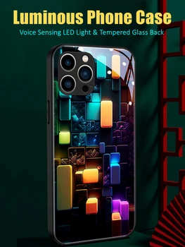 Модный Узор со светодиодной Подсветкой, Светящийся Чехол Для Телефона из Закаленного Стекла Xiaomi 11 12 13 Mix 2 3 4 Redmi K50 K60 Pro Lite Ultra Изображение