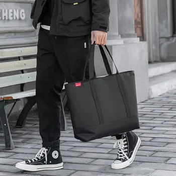 Мужская сумка Японская Сумка-тоут из ткани Оксфорд, Модные сумки через плечо для мужчин 2022, Роскошные Дизайнерские Большие Студенческие Черные Мужские Повседневные сумки Изображение