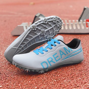 Мужские кроссовки для бега Унисекс с шипами для легкой атлетики, кроссовки для тренировок, легкая профессиональная гоночная обувь для прыжков Изображение