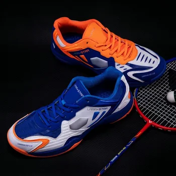 Новая Роскошная брендовая обувь для бадминтона, мужские и женские дизайнерские теннисные туфли Унисекс, Противоскользящие кроссовки для бадминтона, Женская спортивная обувь Изображение