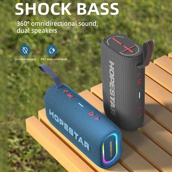 Новый Беспроводной динамик HOPESTAR H55 Bluetooth Водонепроницаемый Портативный двойной динамик для занятий спортом на открытом воздухе с ремешком Многофункциональный аудио Изображение