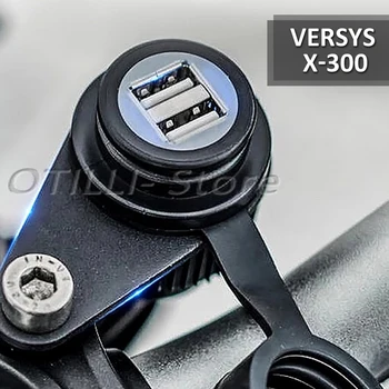 Новый Мотоцикл Модифицированный 12 В Двойной USB адаптер зарядного устройства для Kawasaki VERSYS X-300 Изображение
