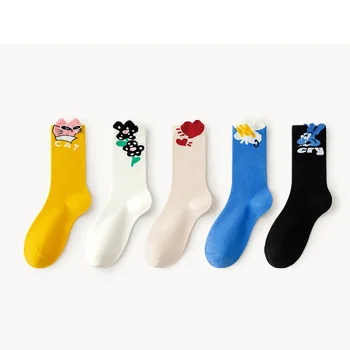 Носки с героями мультфильмов, женские носки-трубки, трехмерные милые новые трендовые носки с нейтральным запахом, верхняя одежда Изображение