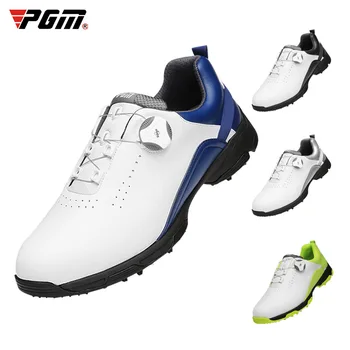 Обувь для гольфа PGM, мужская водонепроницаемая дышащая обувь для гольфа, мужские вращающиеся шнурки, спортивные кроссовки, нескользящие кроссовки XZ143 Изображение