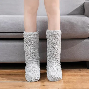 Осенние женские Теплые носки для ног, Зимние Плюс Бархатные Толстые теплые носки для пола, носки для сна для взрослых 2022 Изображение