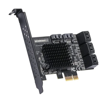 Плата расширения контроллера PCIE на 8 портов SATA3.0 88SE92xx + JMB5XX Изображение