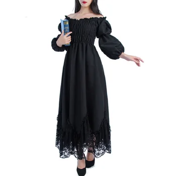 Платье средней длины женское кружевное сетчатое черное вечернее сценическое представление летняя и осенняя юбка с высокой талией Изображение