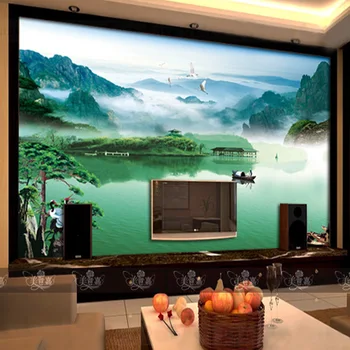Пользовательские большие настенные пейзажи, гостиная, спальня, ТВ-фон, китайская телевизионная стена, 3D обои Изображение