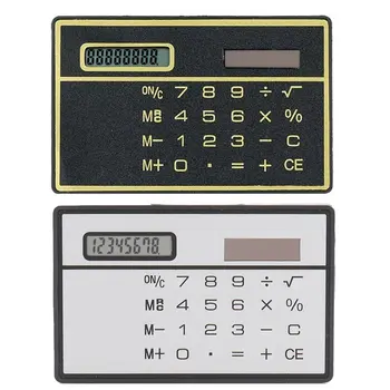 Портативный 8-значный ультратонкий калькулятор солнечной энергии с сенсорным экраном, дизайн кредитной карты, мини-калькулятор для бизнес-школы Изображение