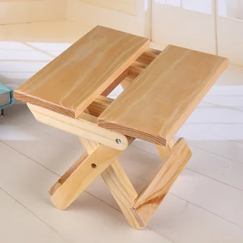 Портативный Походный стул из соснового дерева, Детская мебель, Портативный Складной Бытовой Твердый стул для рыбалки, прочная маленькая Скамейка Изображение