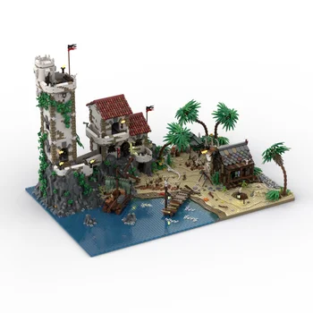 Последняя Пиратская Серия MOC Creative Expert Cursed Beach Модульный Порт Соваж Строительный Блок Модель DIY Детские Игрушки Подарок На День Рождения Изображение