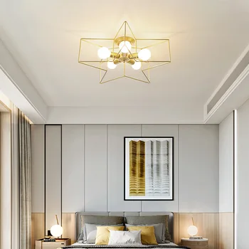 Потолочный светильник с пентаграммой E27 Освещение спальни Современный минималистичный Креатив для дома Светодиодная люстра для гостиной Художественные светильники для кабинета Изображение