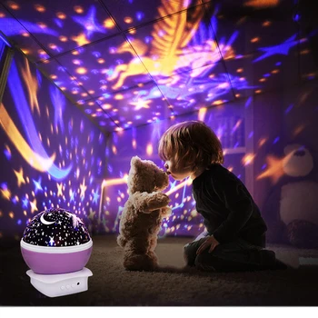 Проекционный светильник с Единорогом, вращающийся на 360 градусов, Звездная Луна, красочный свет, USB-источник питания для детского подарка, ночное освещение в комнате Изображение