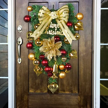 Рождественский шар, венок, Новогодние украшения, Искусственные сосновые шишки, Ягодная гирлянда для декора входной двери, Рождественский венок Изображение