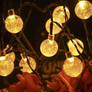 Светодиодная гирлянда и солнечные сказочные огни 5 м 20LED Теплый свет, Водонепроницаемое свадебное украшение для сада на открытом воздухе, Рождественская лампа Изображение