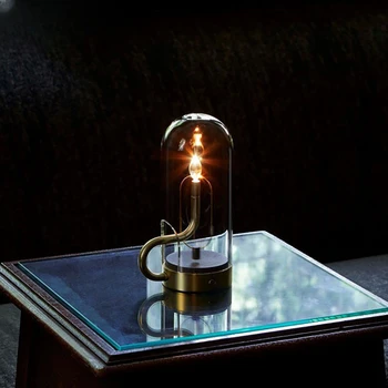 Светодиодная настольная лампа с пламенем свечи и каплями воды Дизайнерская лампа для спальни Перезаряжаемая светодиодная подвесная декоративная стеклянная ночная лампа Изображение