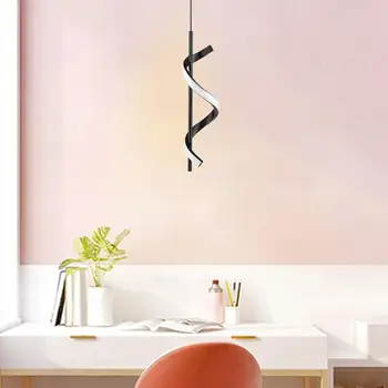 Светодиодный подвесной светильник, спиральный потолочный светильник, люстра, Регулируемый Декор для кафе, ресторана, лестницы в гостиную Изображение