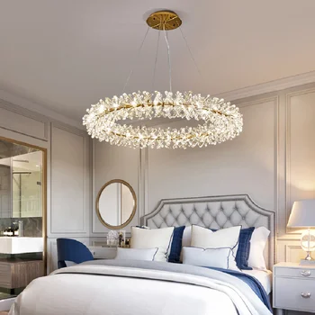 Светодиодный подвесной светильник Креативный хрустальный постмодернистский светлячок круг роскошный минималистичный светильник для гостиной столовой спальни эстетичный подвесной светильник Изображение