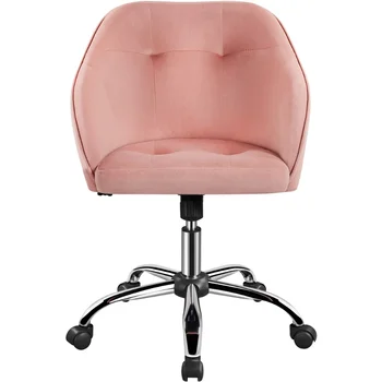 Современный бархатный регулируемый поворотный офисный стул, розовый рабочий стул офисная мебель Изображение
