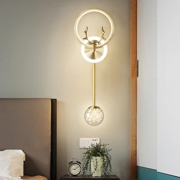 Современный светодиодный настенный светильник, Простой Креативный Прикроватный светильник для спальни, гостиной, кабинета, Лестницы, Декоративного освещения на фоне телевизора Изображение