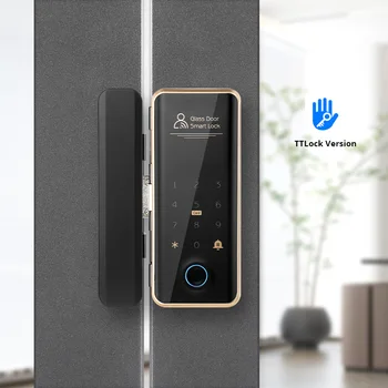 Стеклянная дверь Ttlock App Lock Отпечаток пальца Умный Электронный цифровой алюминиевый дверной замок Изображение
