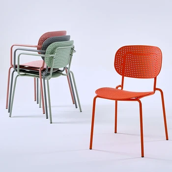 Стул Dragonfly Ins, Скандинавский Штабелируемый Минималистичный стул для письма, Цветной железный Обеденный стул, Дизайнерский обеденный стул для кафе Изображение