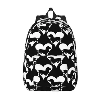 Такса Собачье сердце для подростков Школьная сумка для книг, Холщовый рюкзак для пеших прогулок в средней школе Изображение