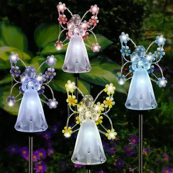 Фонари Angel Garden Stake Водонепроницаемые Энергосберегающие солнечные лампы с 7 светодиодами Для украшения сада на открытом воздухе, Рождественский подарок Изображение