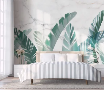 Фоновая стена на заказ, тропические листья, спальня, гостиная, фоновая стена, настенная роспись, 3D обои, стена для Изображение