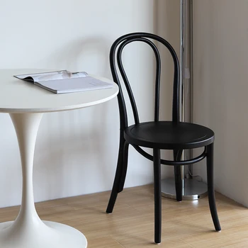 Французский ретро обеденный стул онлайн знаменитости из массива дерева ротанговый стул Sonnet изогнутый деревянный стул скандинавский дизайнерский домашний средневековый чай Изображение