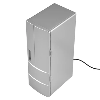 Холодильник Мини USB Холодильник с морозильной камерой Банки для напитков Охладитель пива Грелка Дорожный Холодильник Icebox Автомобиль Офисное использование Портативный Изображение