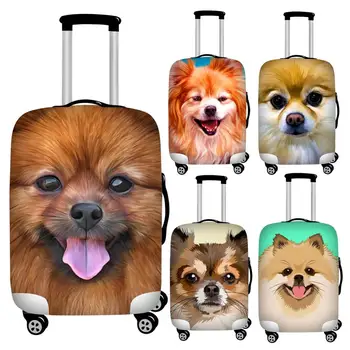 Чехол для дорожного чемодана с принтом собаки померанского шпица 18-32 дюйма, Эластичные Водонепроницаемые Пылезащитные чехлы для багажа, Чехол для багажа Изображение