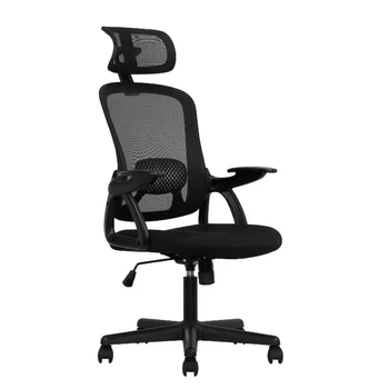 Эргономичное офисное кресло с регулируемым подголовником, черная ткань, вместимость 275 фунтов Изображение